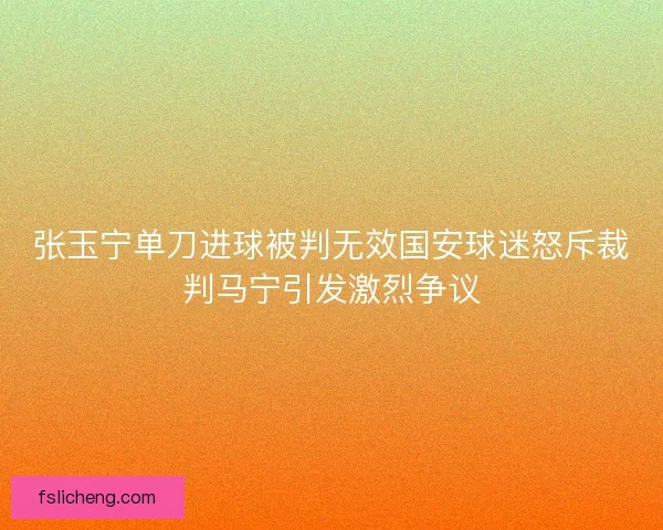 张玉宁单刀进球被判无效国安球迷怒斥裁判马宁引发激烈争议