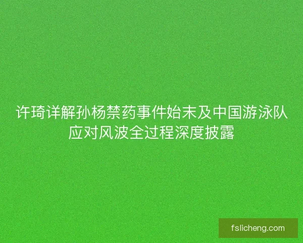 许琦详解孙杨禁药事件始末及中国游泳队应对风波全过程深度披露 许琦详解孙杨禁药事件始末及中国游泳队应对风波全过程深度披露